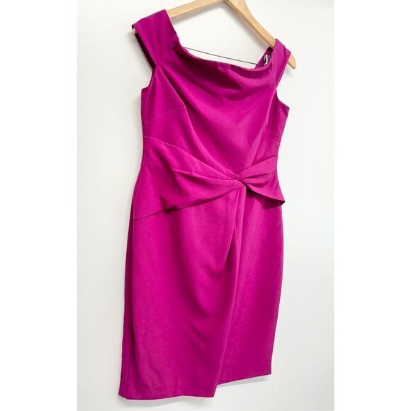 Lauren Ralph Lauren Dress Size 8‎ Pink Crepe Off Shoulder Back Zip Knee Length - Picture 4 of 13